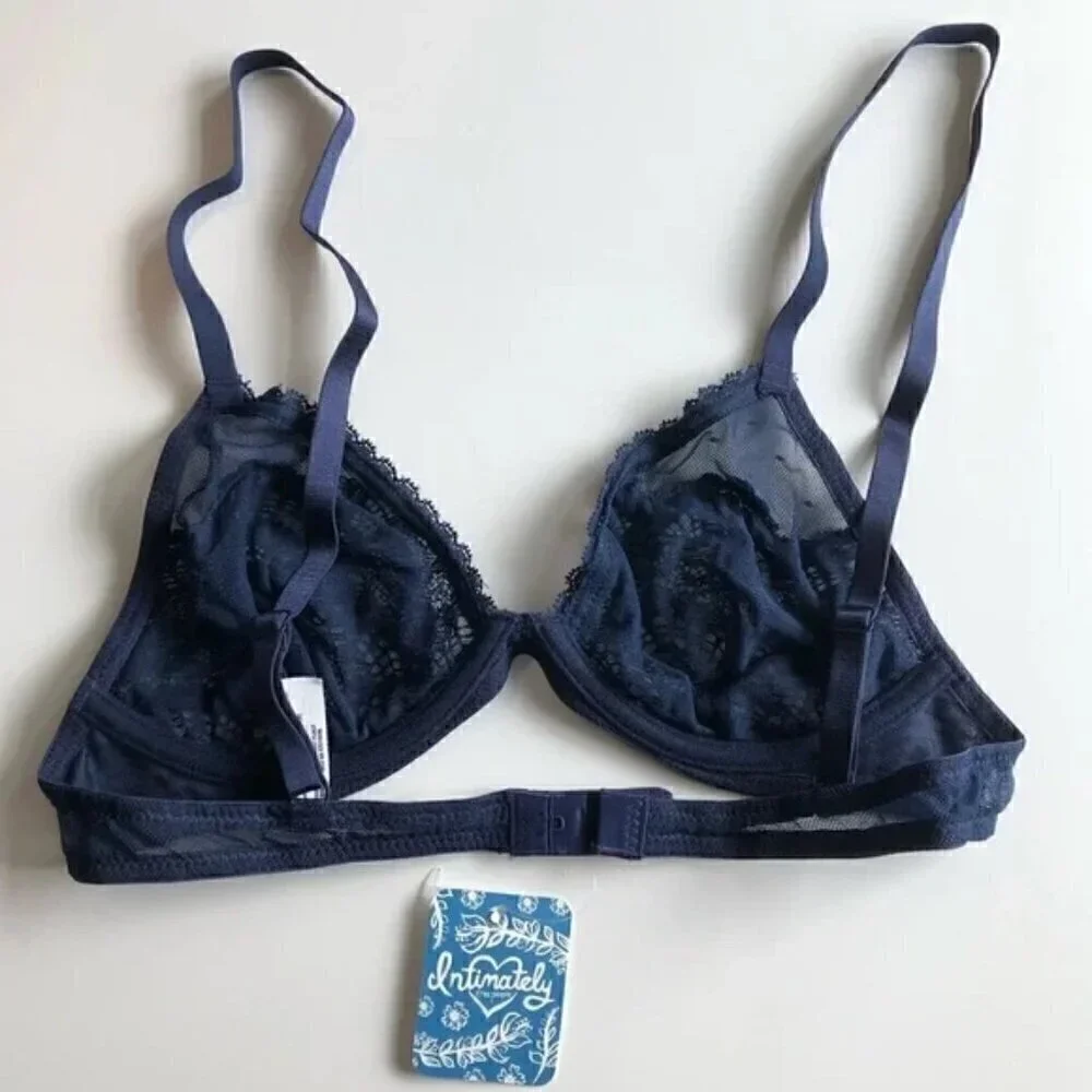 Free People Lace Triangle Bra in Deep Navy Size 32C NWT